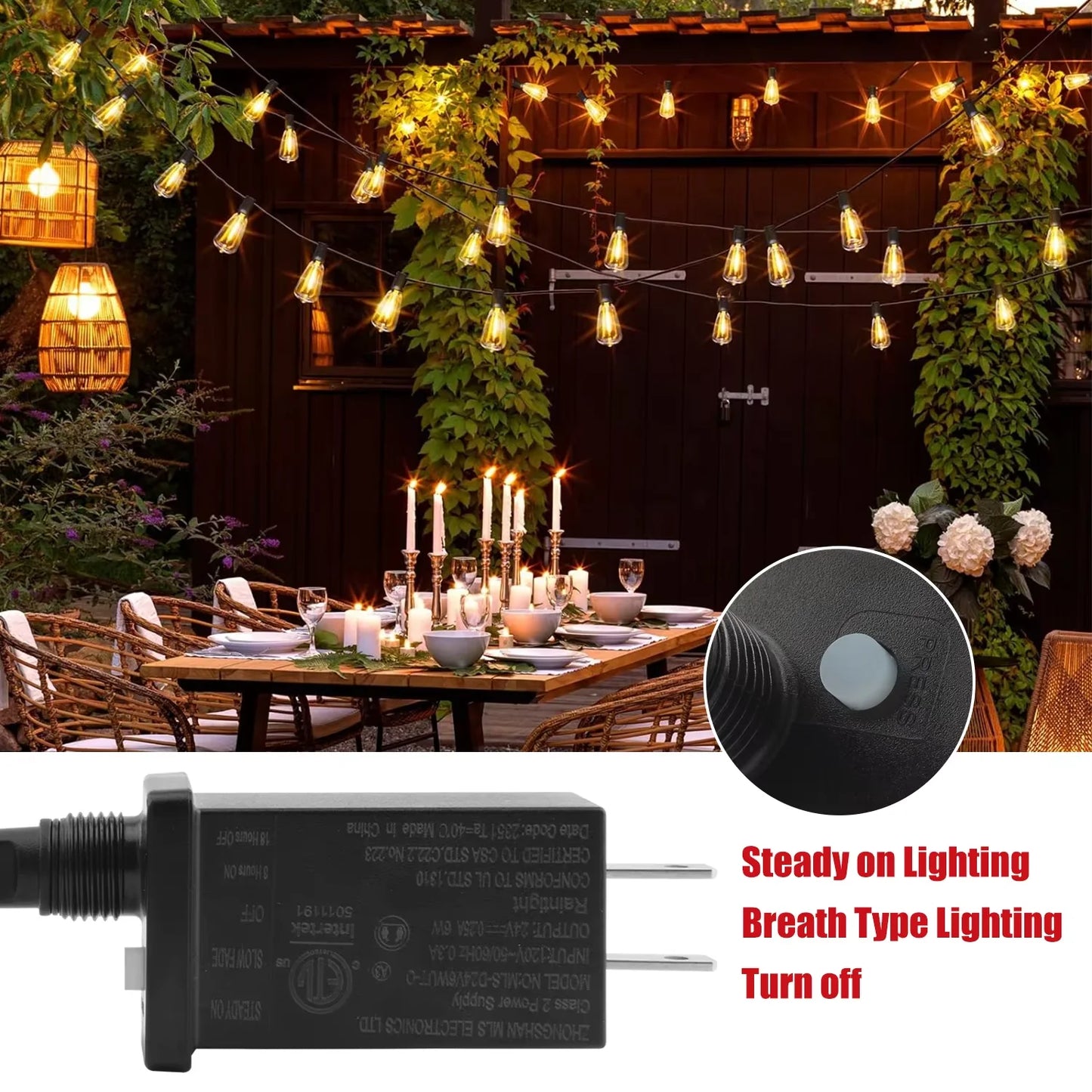 28ft Outdoor Light String - ST38 LED Bulbs