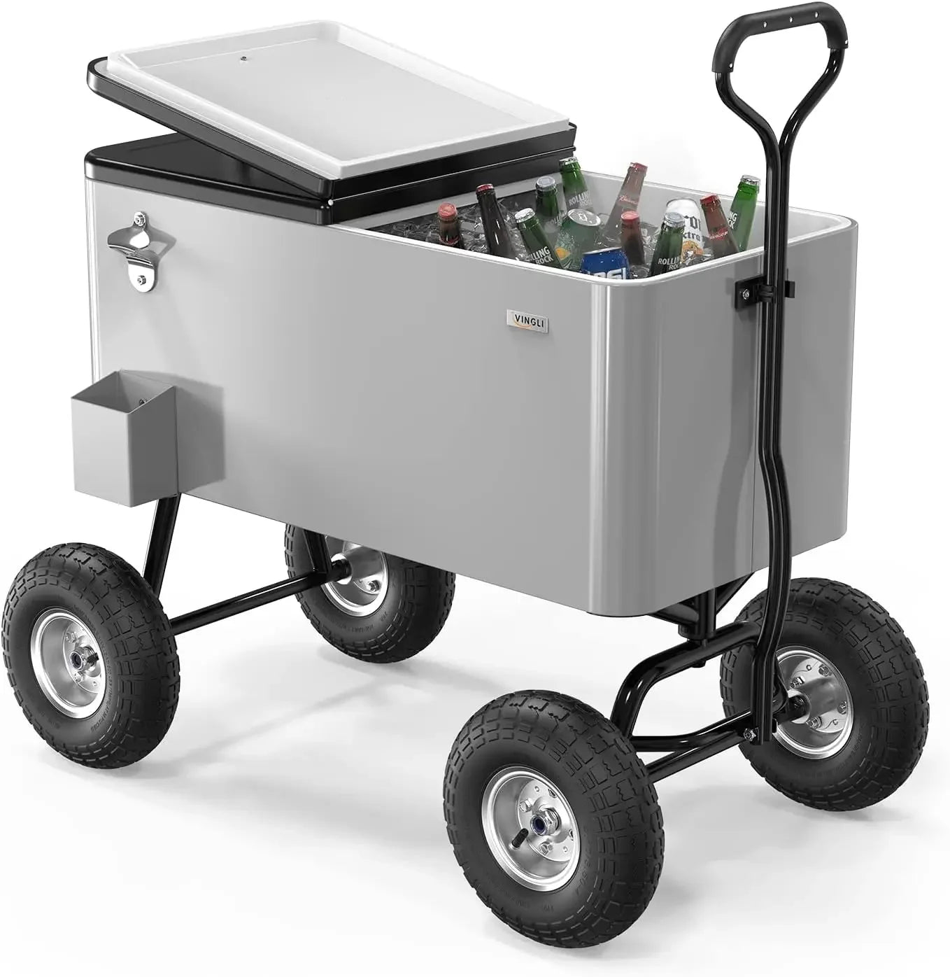 80 Quart Wagon Rolling Cooler Ice Chest, 10" Wheels