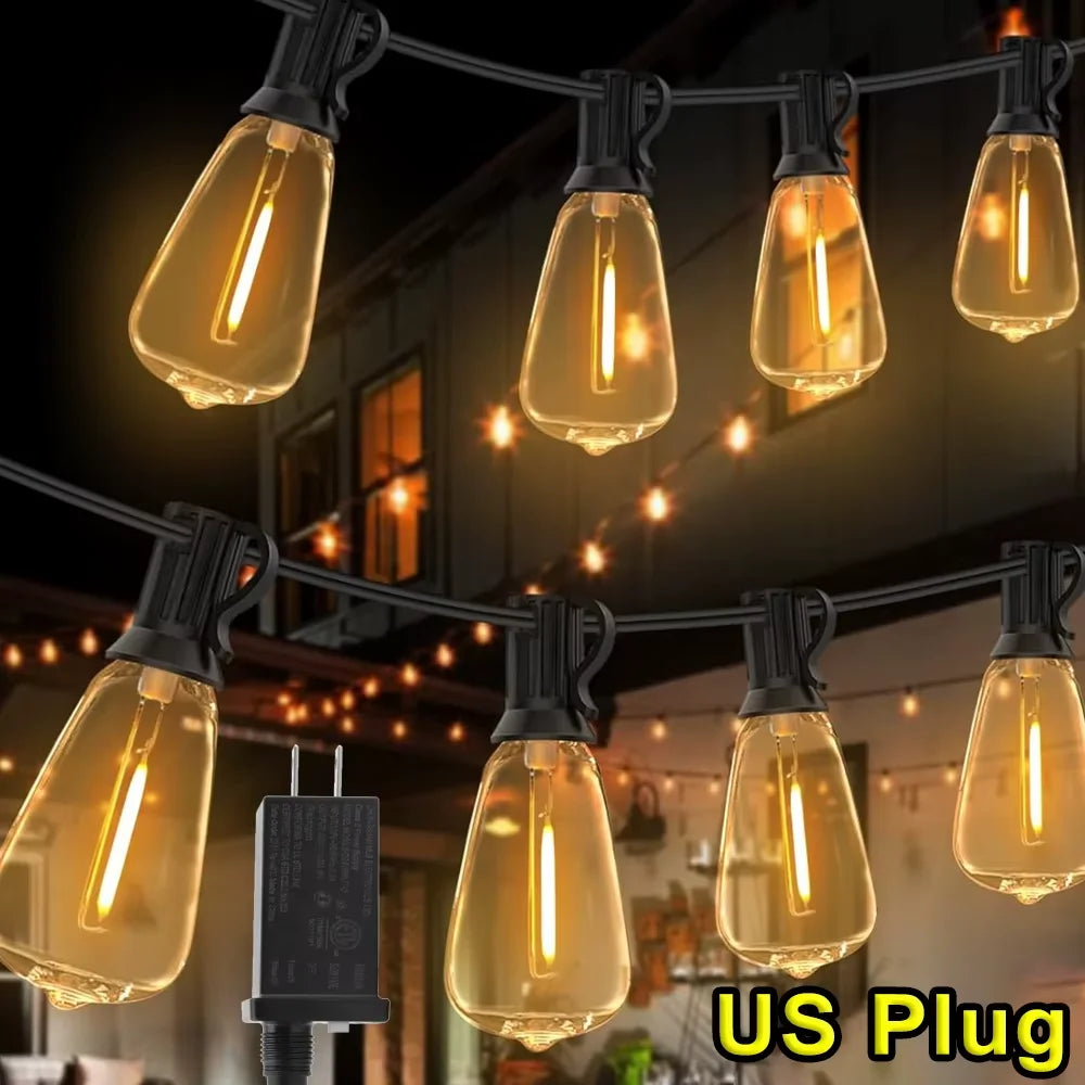 28ft Outdoor Light String - ST38 LED Bulbs