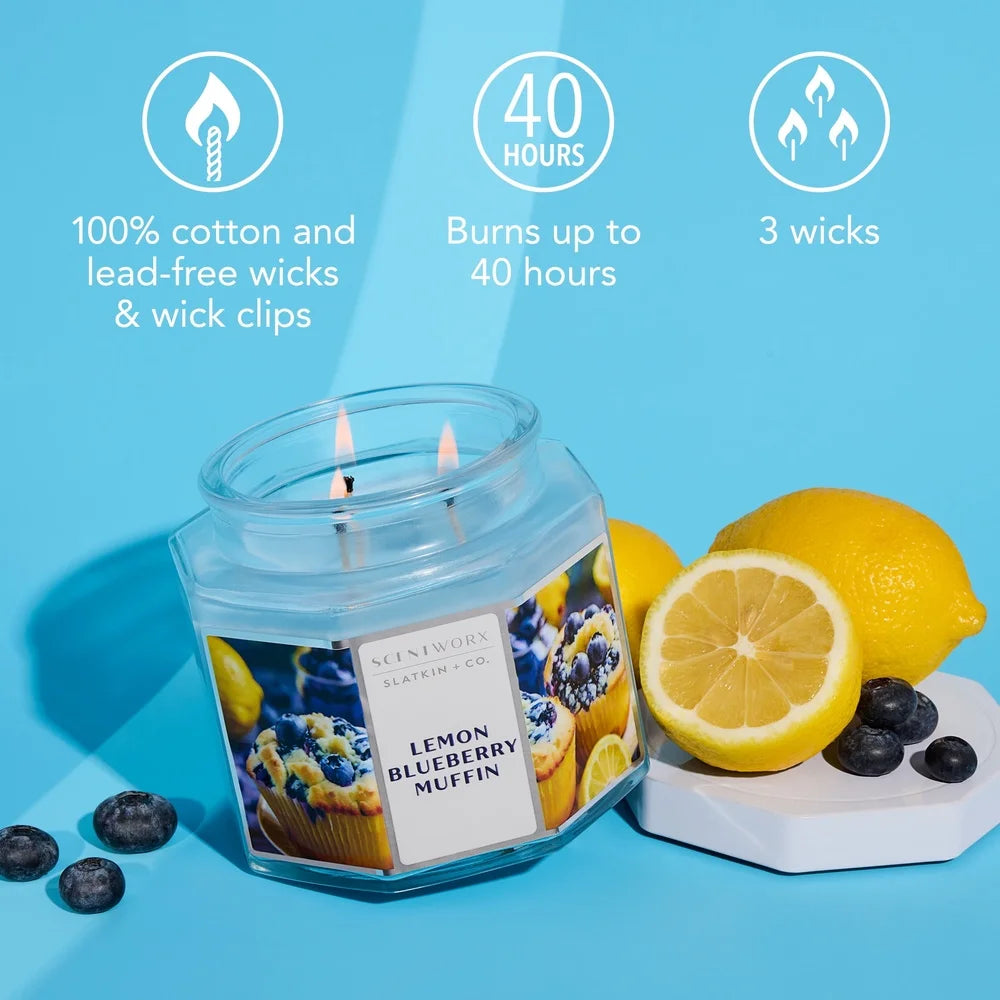 Lemon Blueberry Muffin Scented Candle, Triple Wick