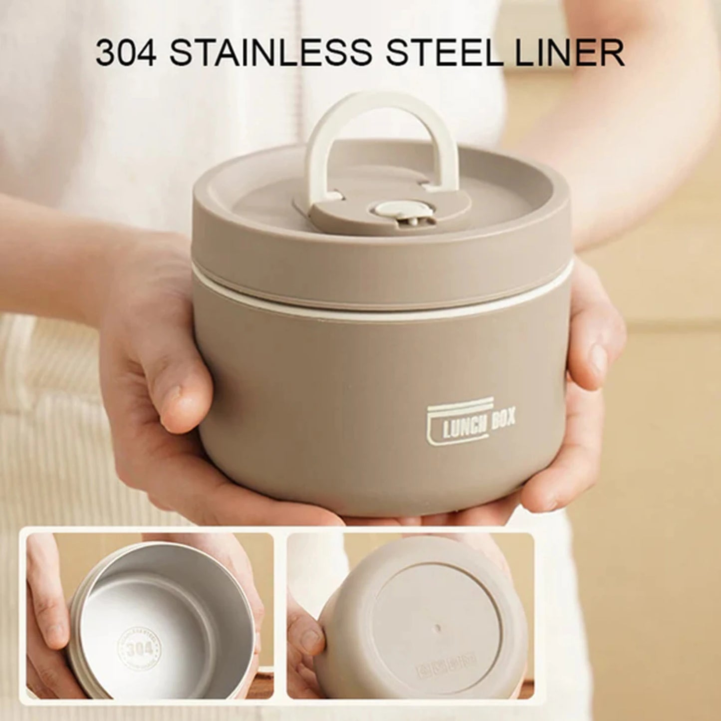 Round Thermal Lunch Box with Leakproof Lid