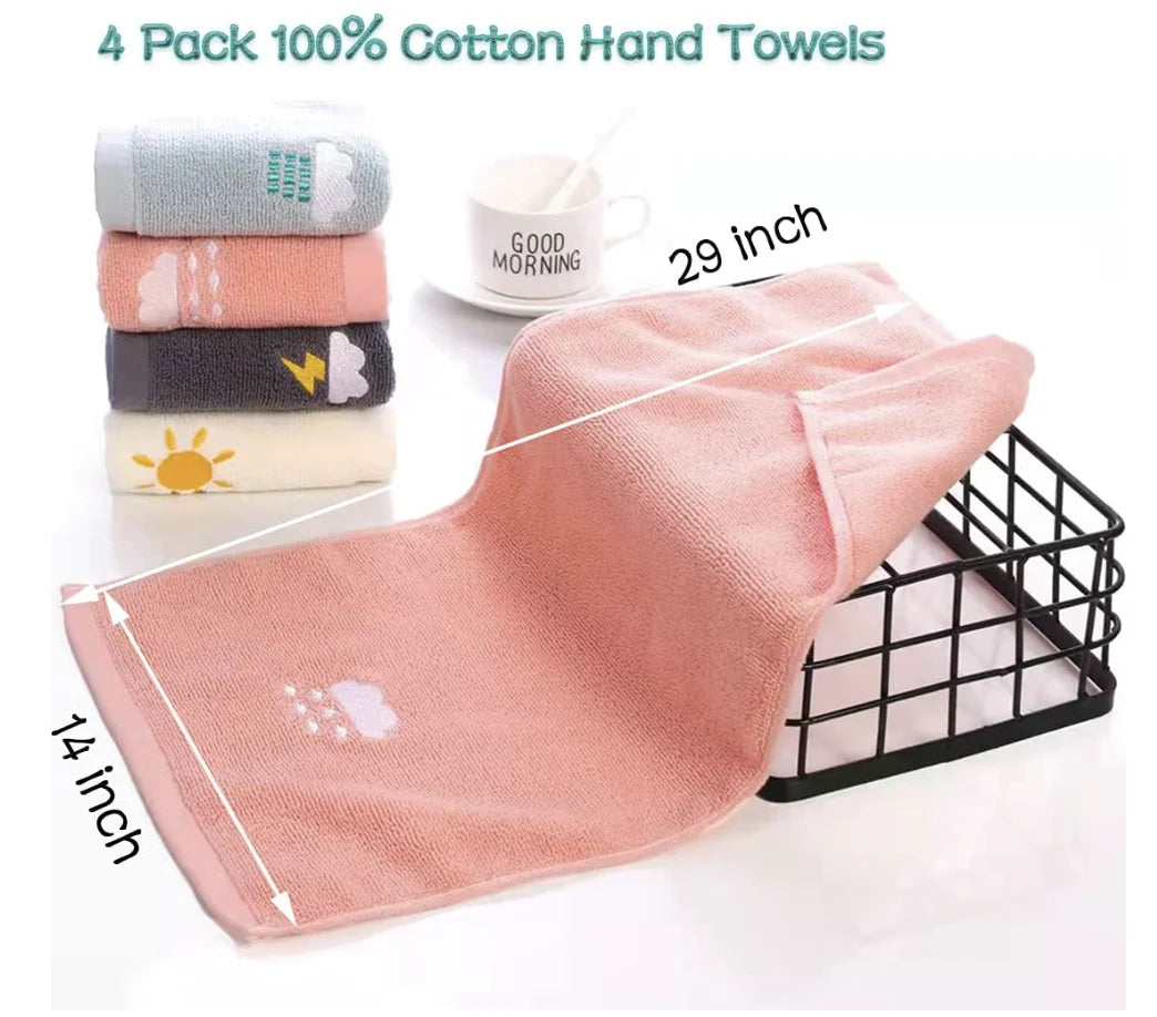 Highly Absorbent Hand Towels - Set of 4