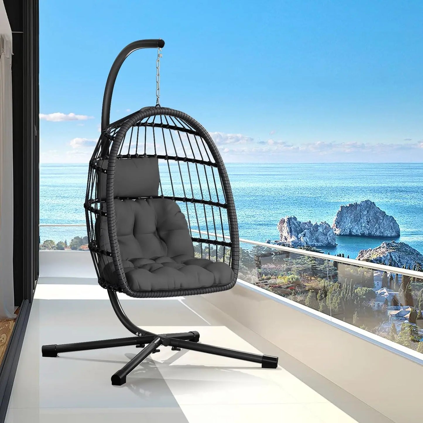 Rattan Wicker Hanging Swing Egg Chair