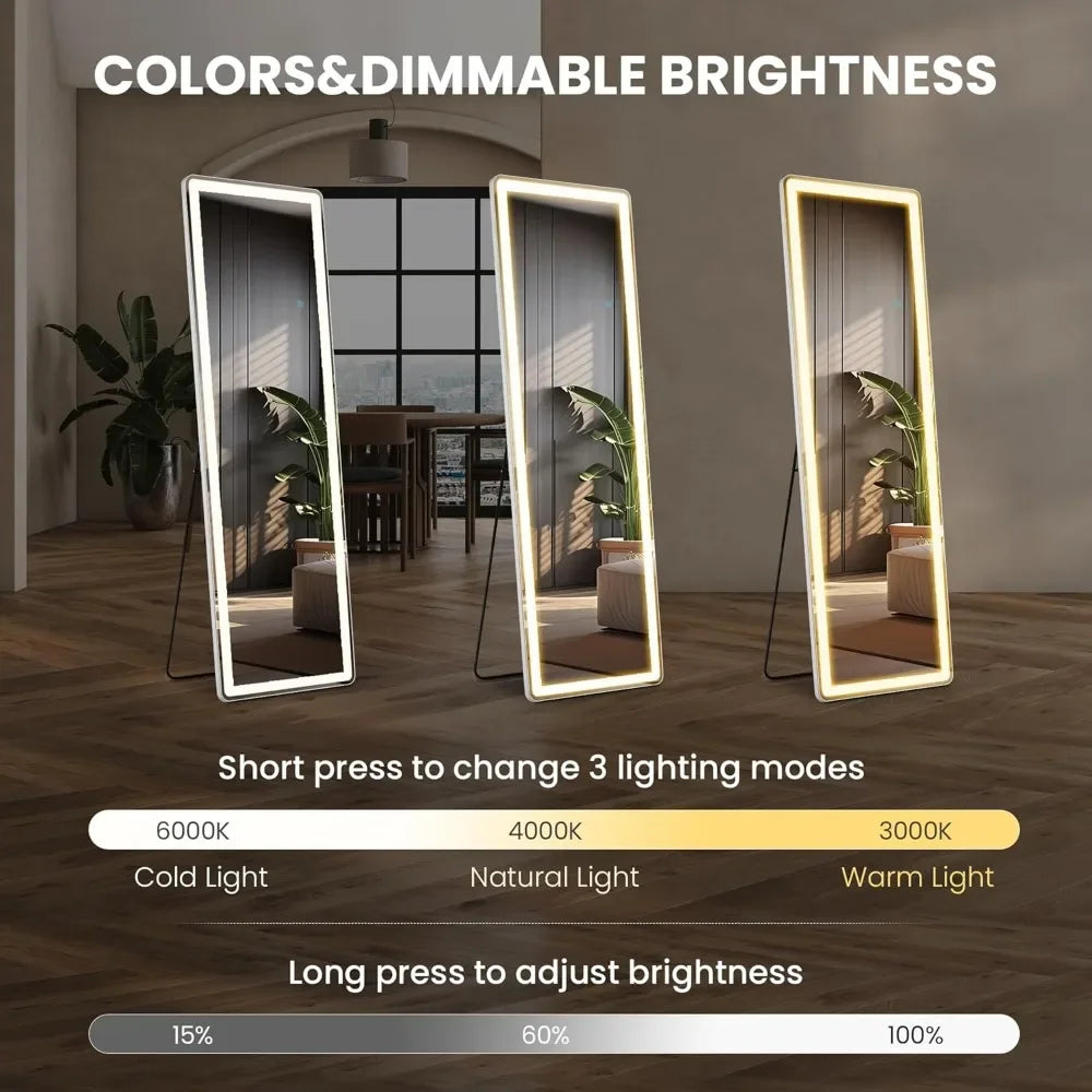 Full Length 60"x16" Mirror with Adjustable LED Light