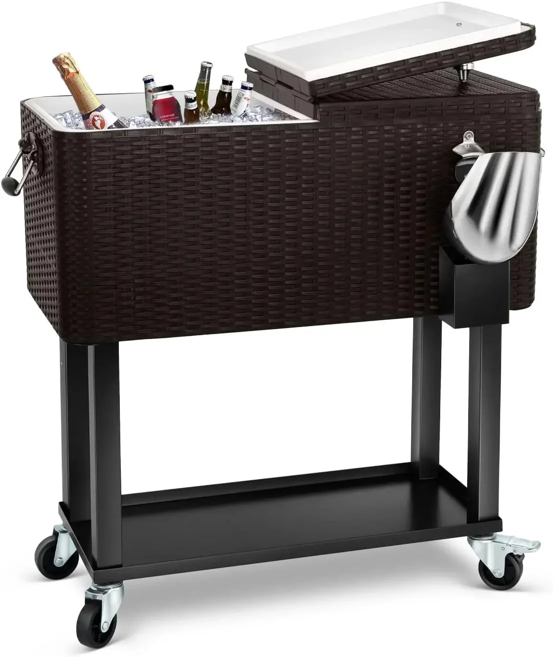 80 Quart Rolling Ice Chest Cooler Cart