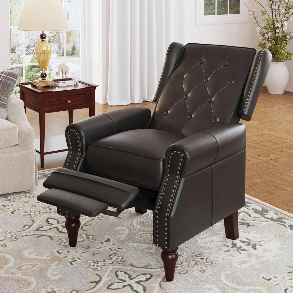 Wingback Recliner Chair, PU Leather, Rivet Decoration