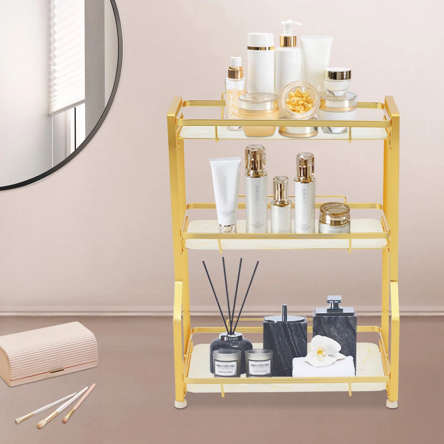 3 Tier Gold Bathroom Countertop Organizer
