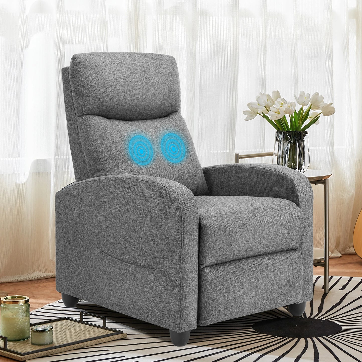 Recliner Chair, Massage, Lumbar Support, Adjustable.
