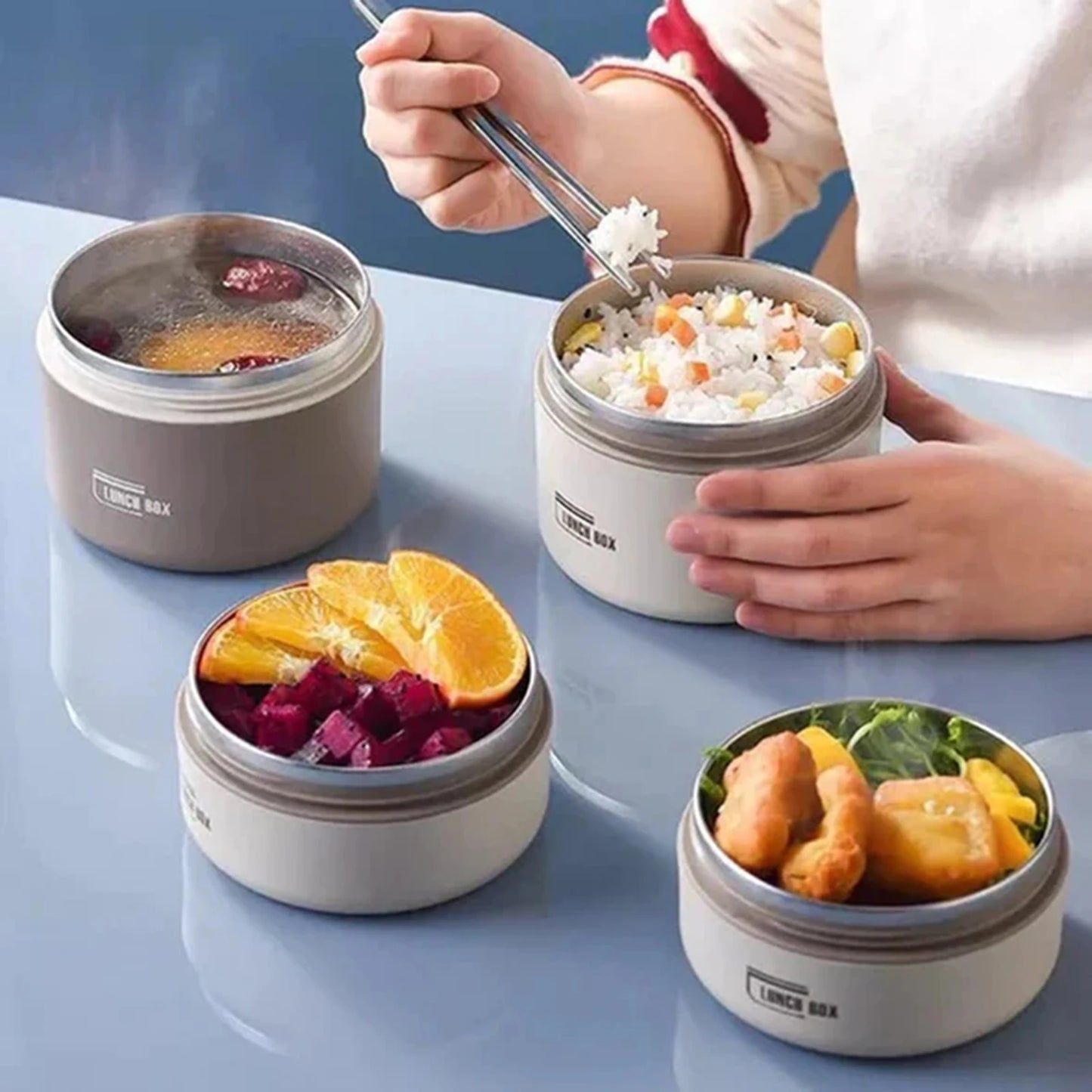 Round Thermal Lunch Box with Leakproof Lid