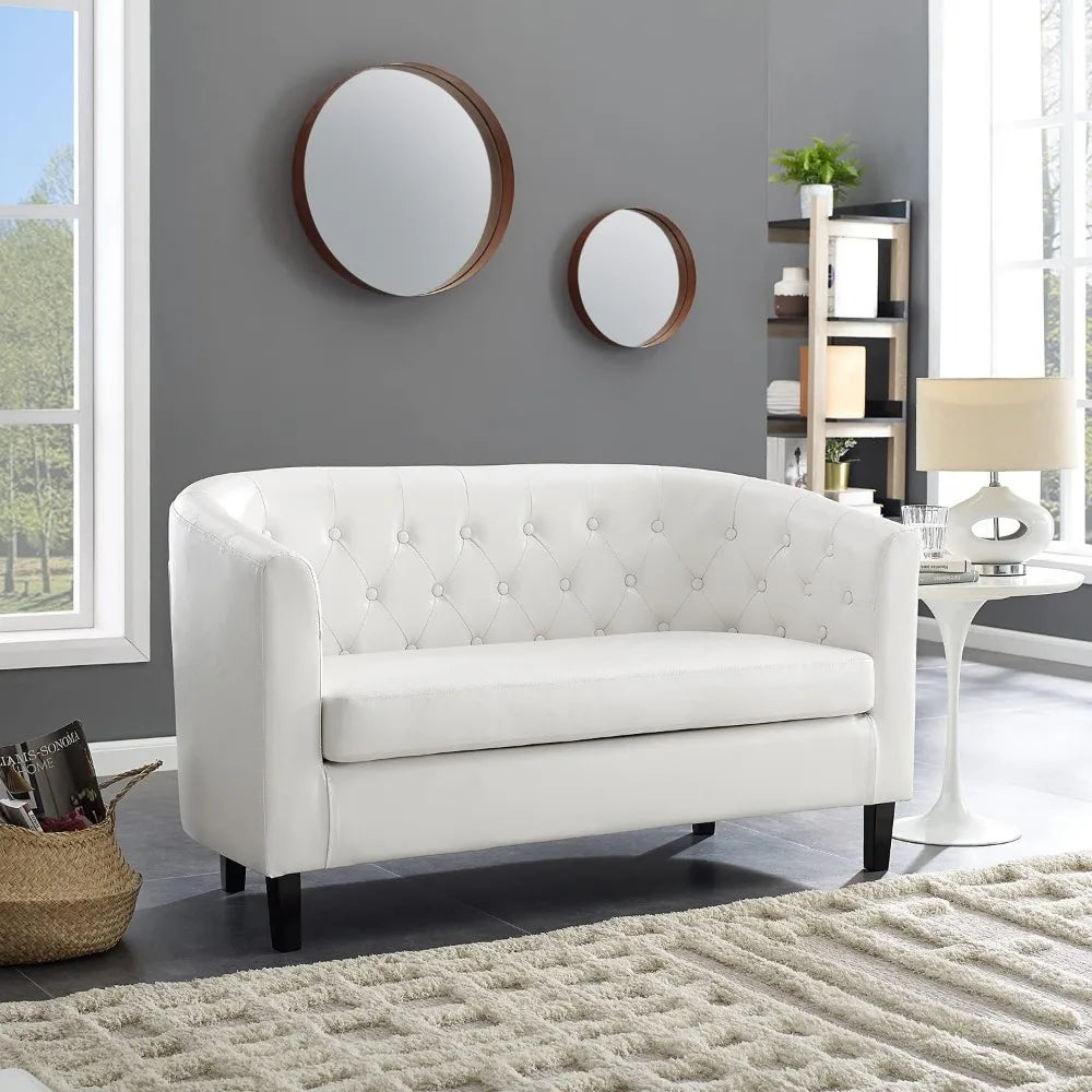 Midcentury Modern 2 Seat Sofa Couch, Button Tufted