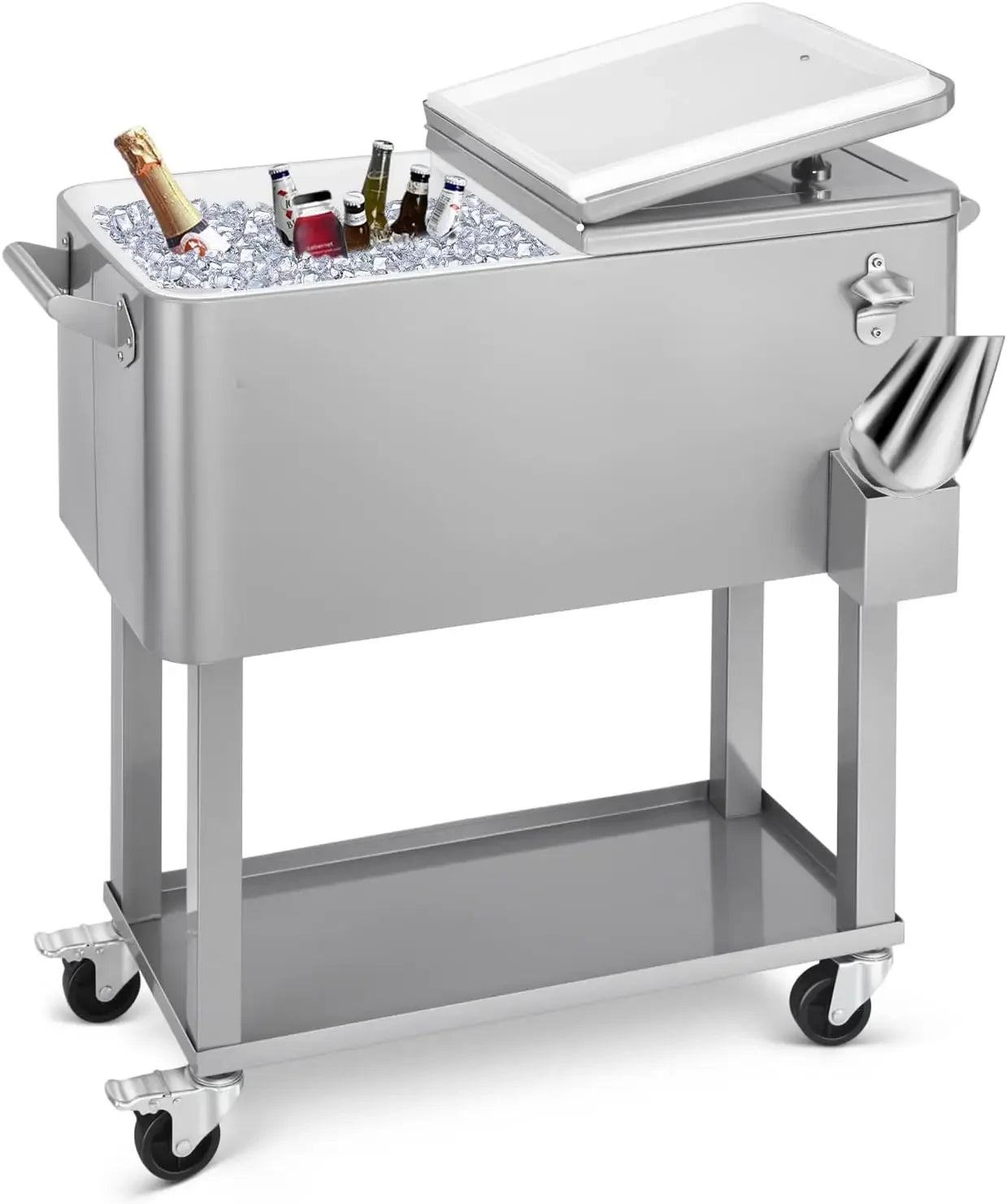 80 Quart Rolling Ice Chest Cooler Cart