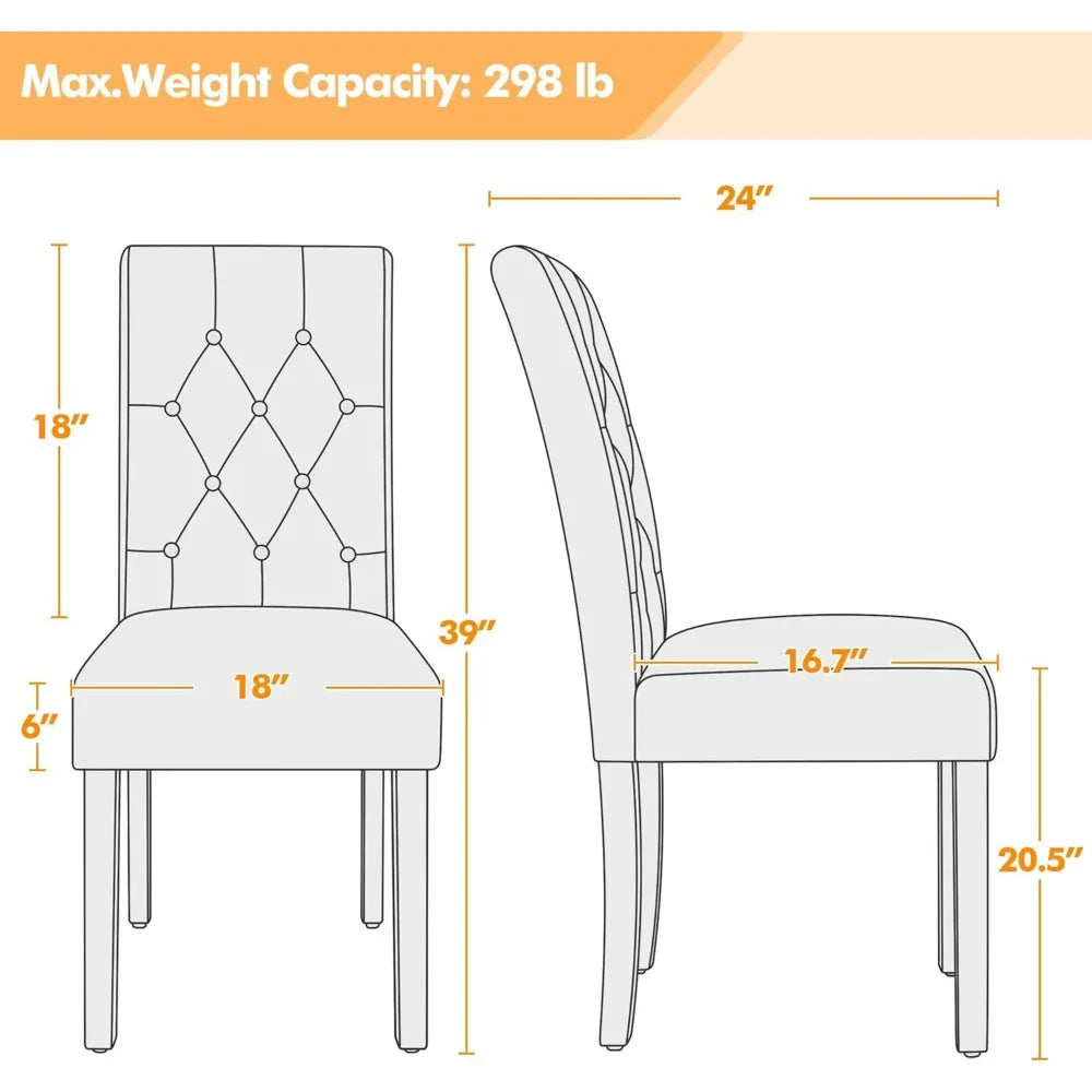 Set of 6 Modern Tufted Faux Leather Dining Chairs