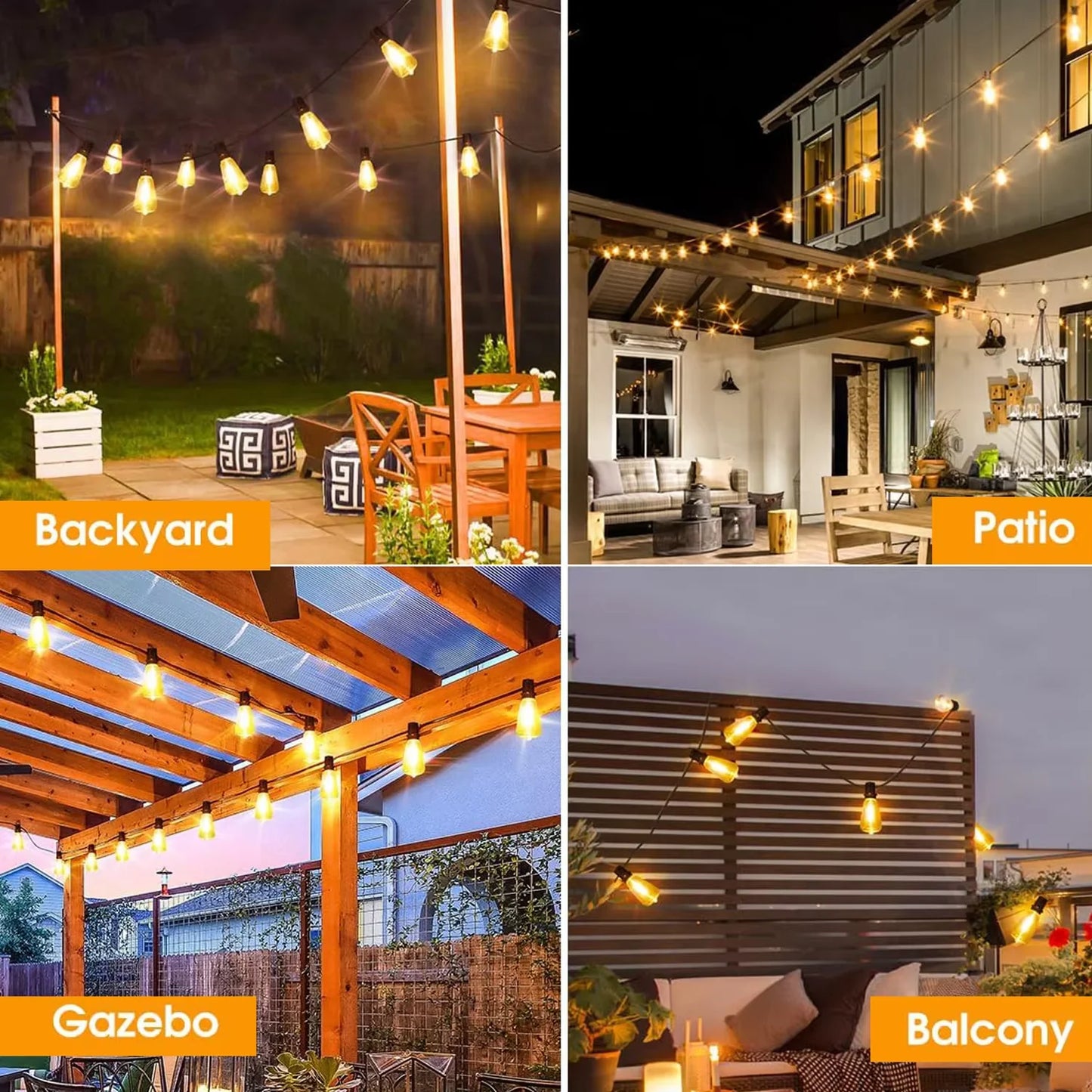 28ft Outdoor Light String - ST38 LED Bulbs