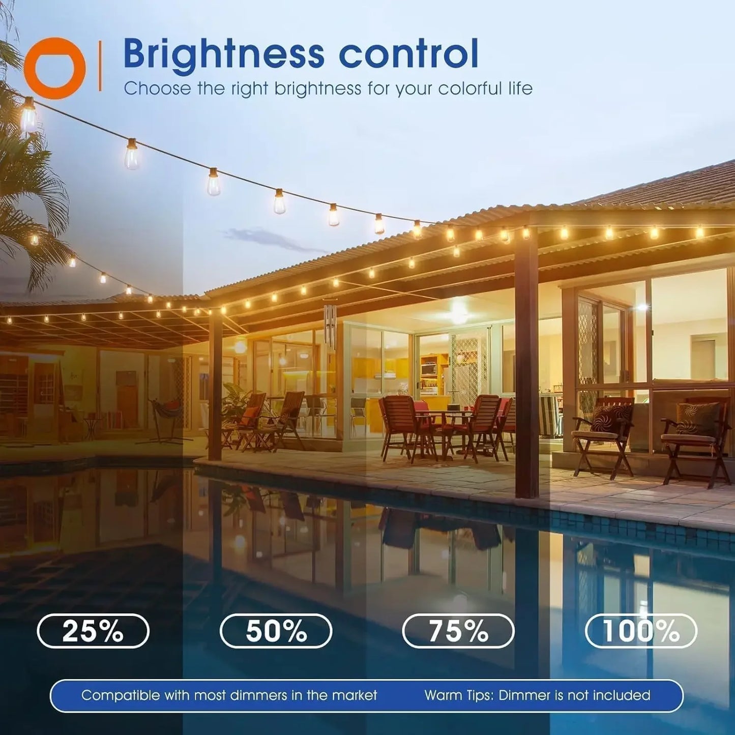 150FT LED Outdoor Light String ST38 Bulbs