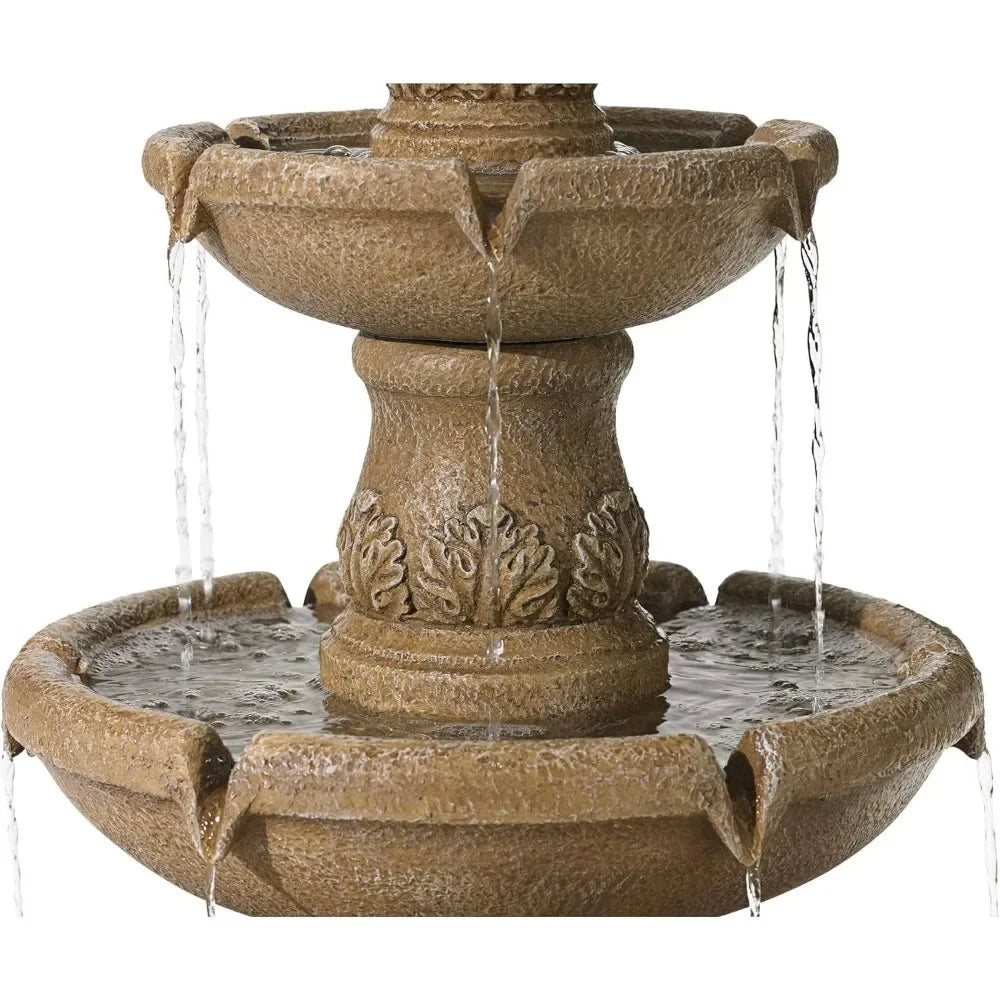 Italian 3-Tiered 57" Outdoor Floor Fountain / Waterfalls