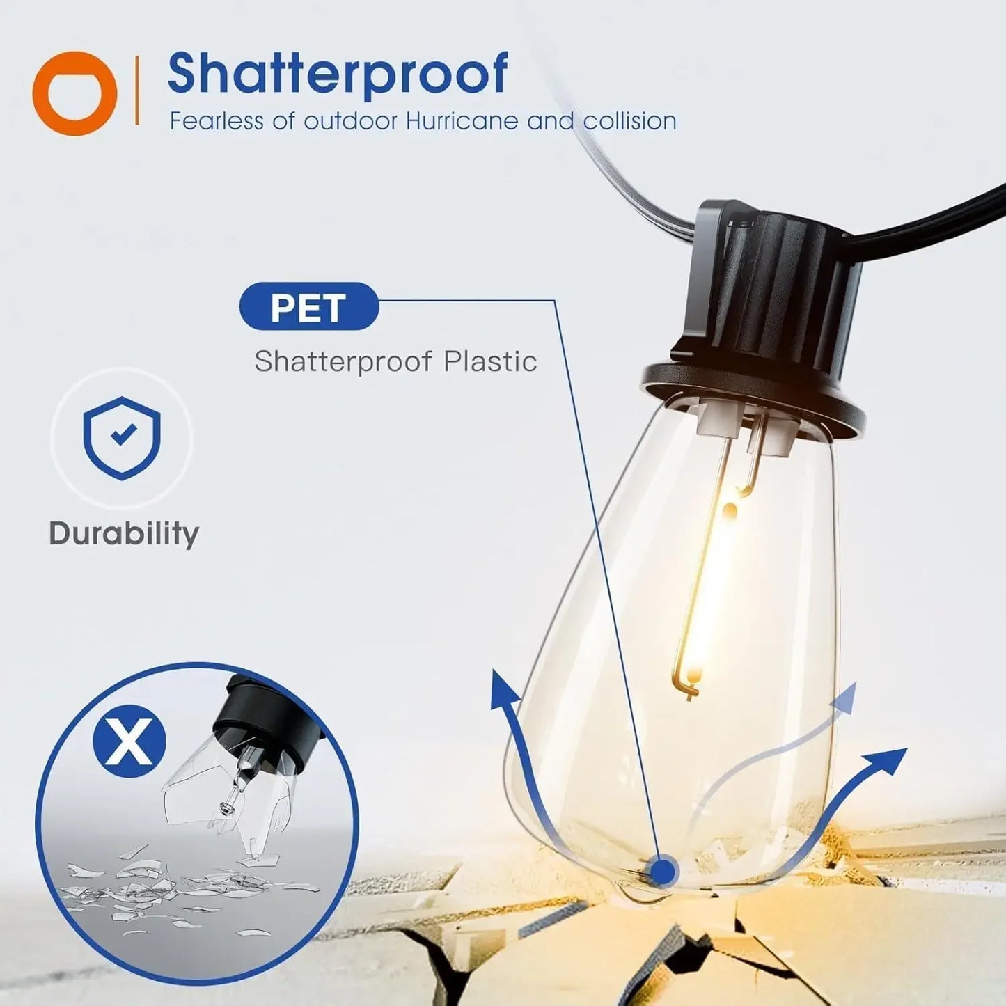150FT LED Outdoor Light String ST38 Bulbs