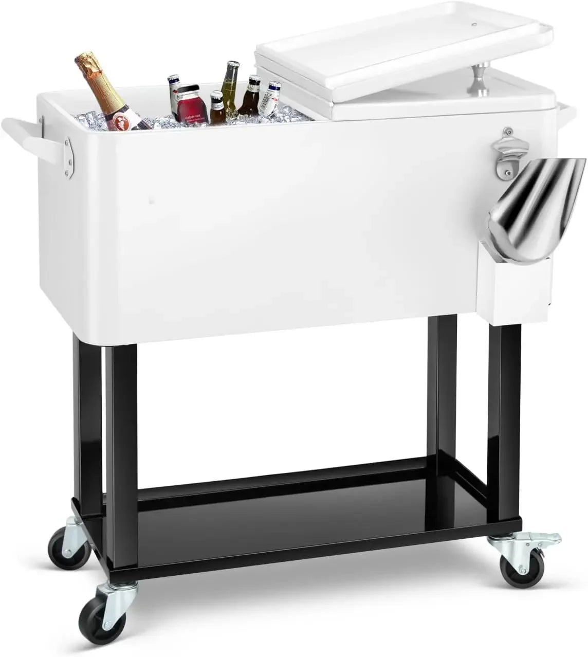 80 Quart Rolling Ice Chest Cooler Cart