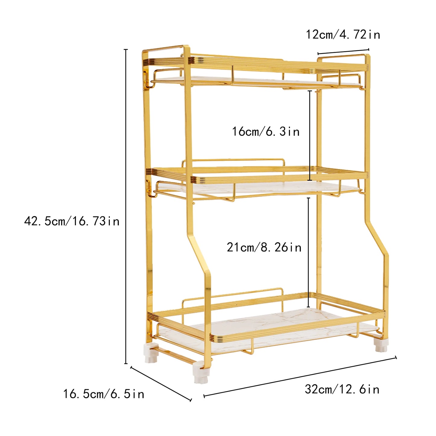 3 Tier Gold Bathroom Countertop Organizer