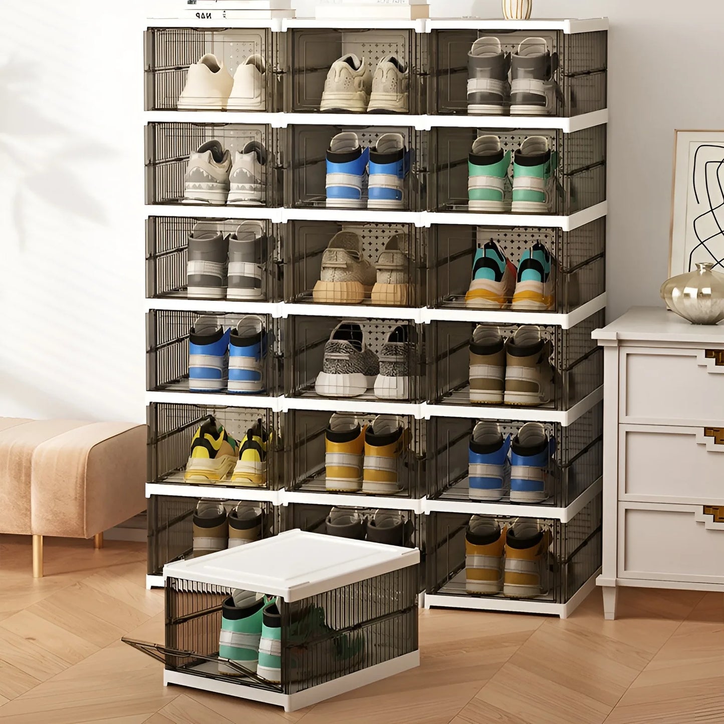 Free Standing Clear Shoe Storage Unit