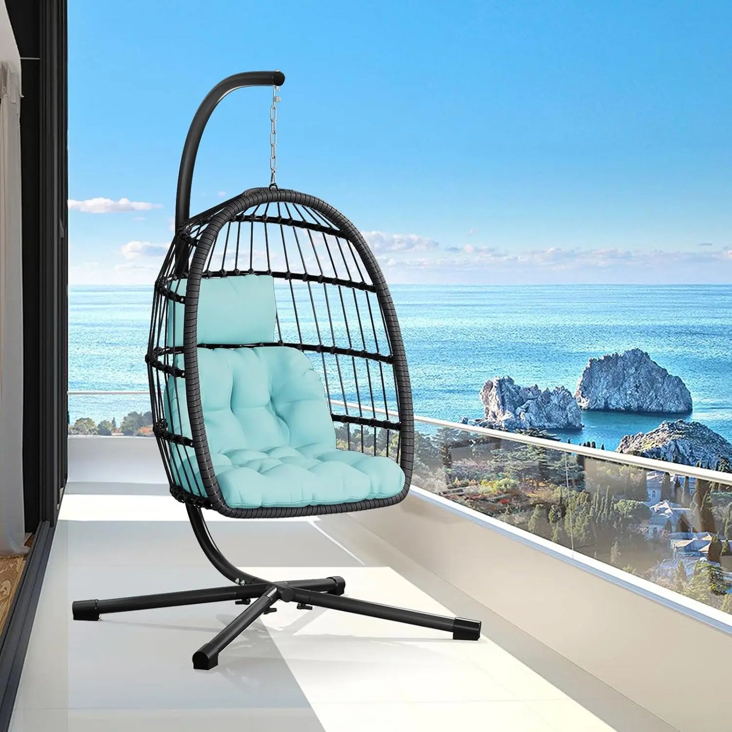 Rattan Wicker Hanging Swing Egg Chair