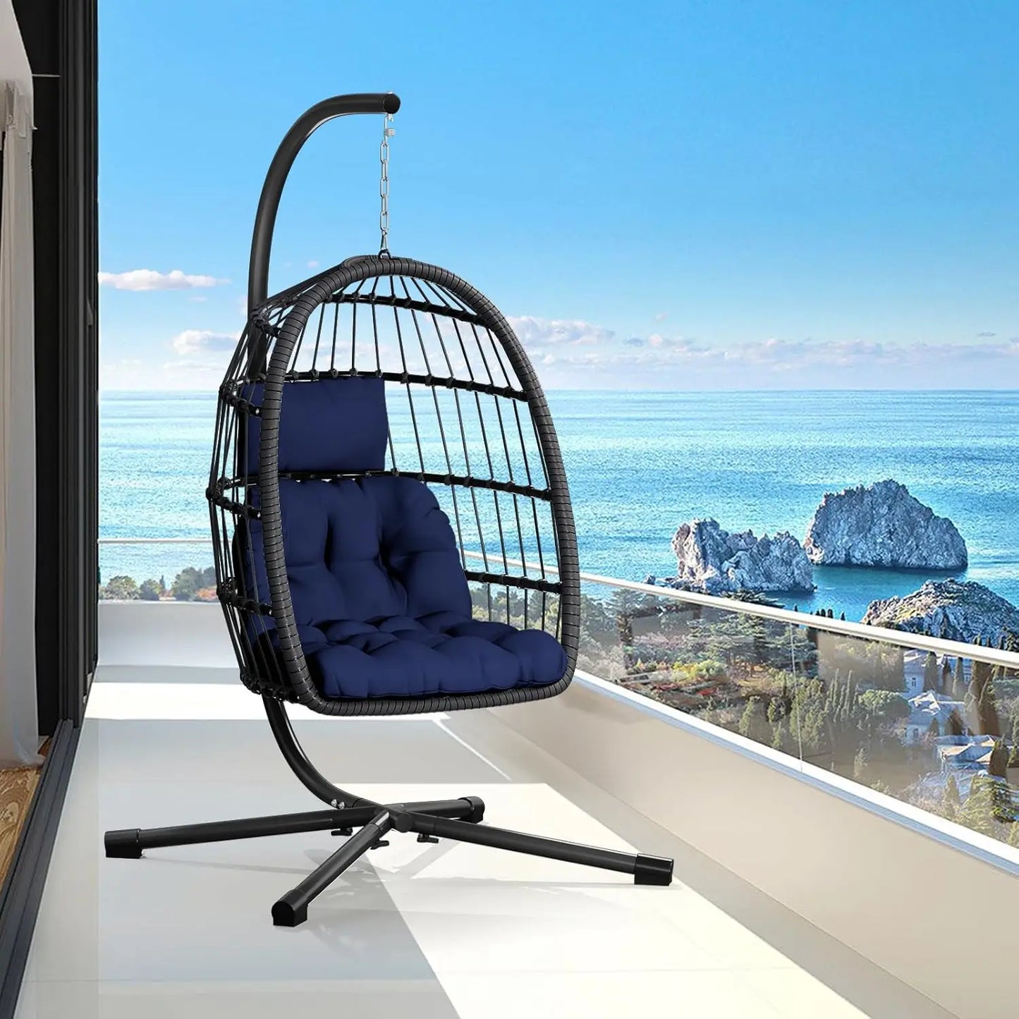 Rattan Wicker Hanging Swing Egg Chair