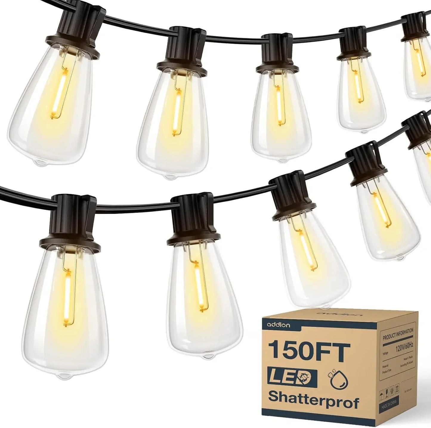 150FT LED Outdoor Light String ST38 Bulbs