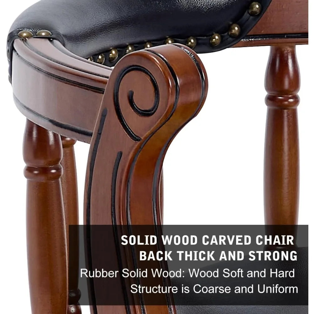 Cow Top Leather, Wooden Swivel Bar Stools