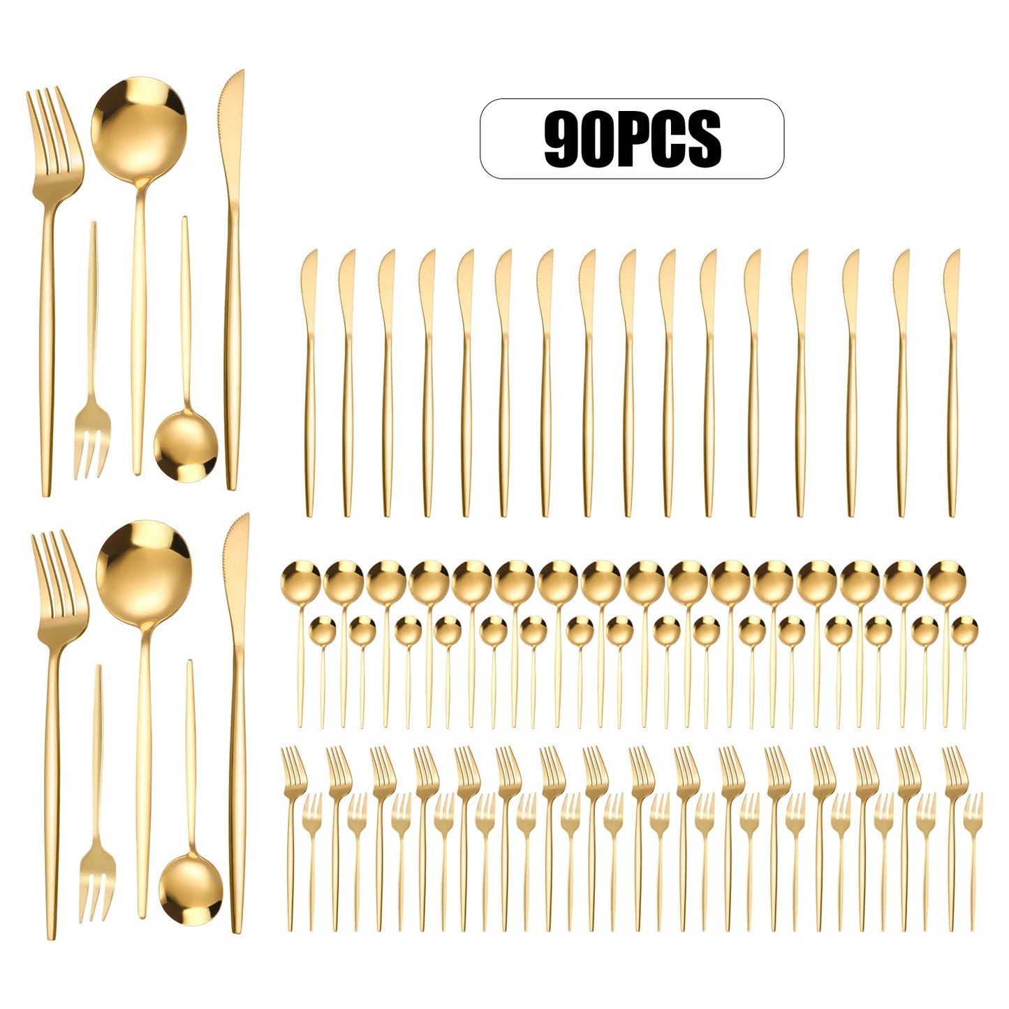 90 Piece Stainless Steel Silverware Set