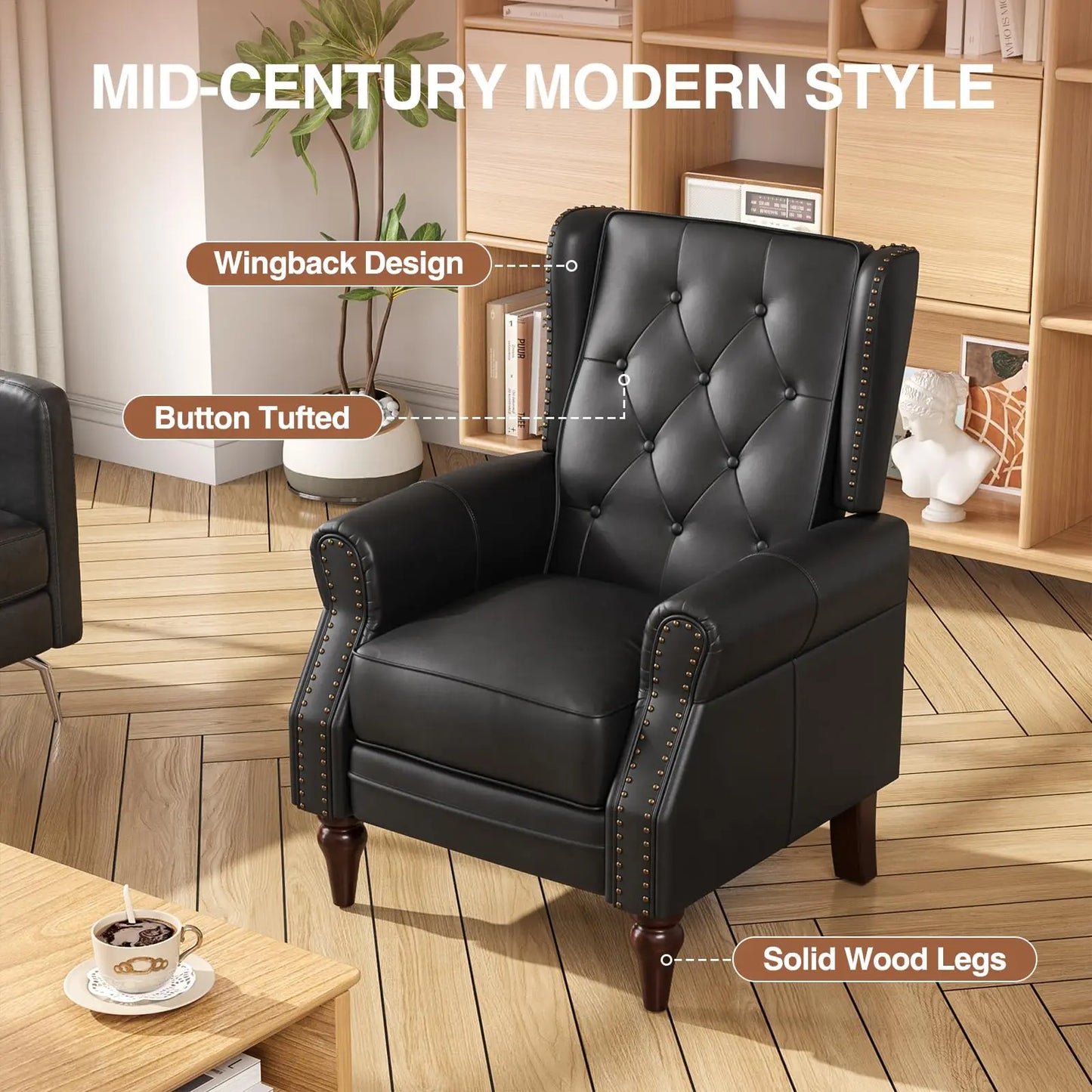 Tufted Button Upholstered Armchair, PU Leather