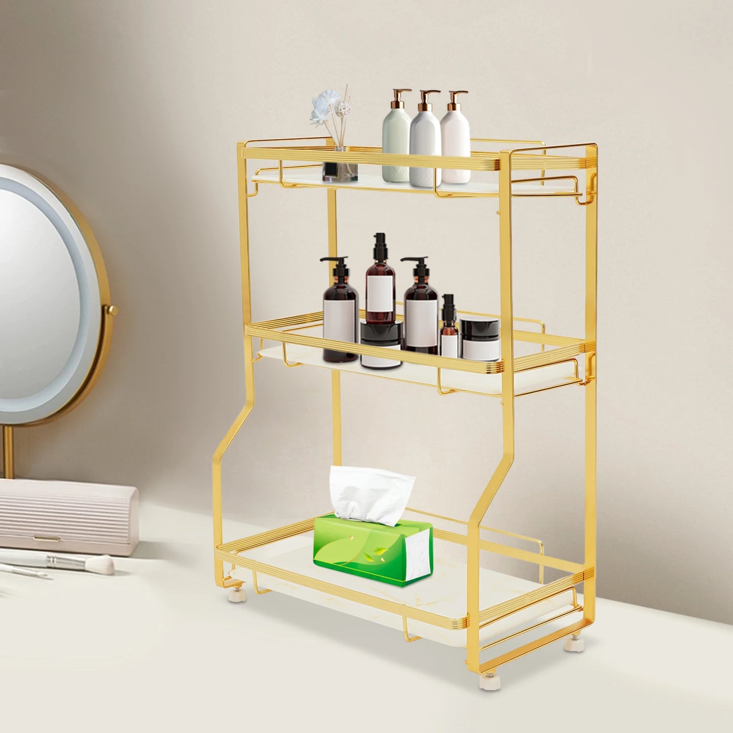 3 Tier Gold Bathroom Countertop Organizer