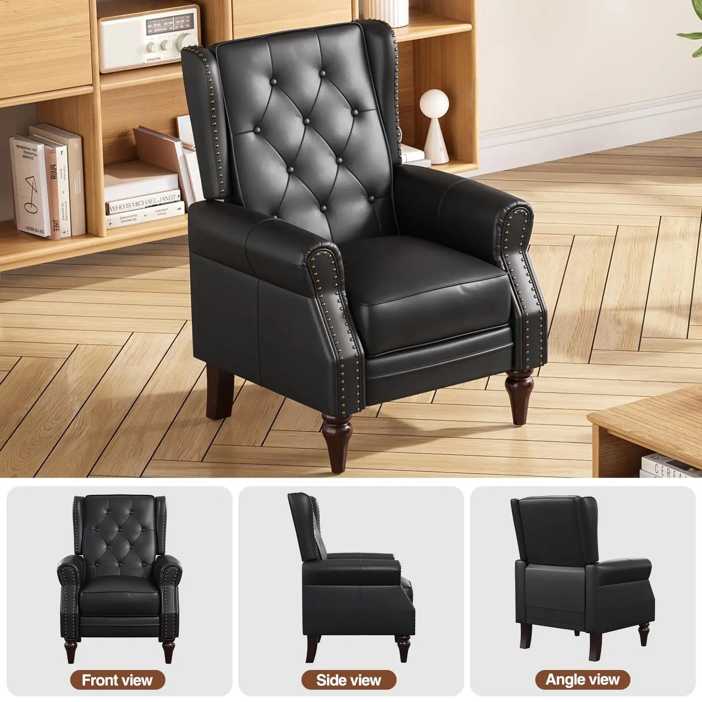Tufted Button Upholstered Armchair, PU Leather