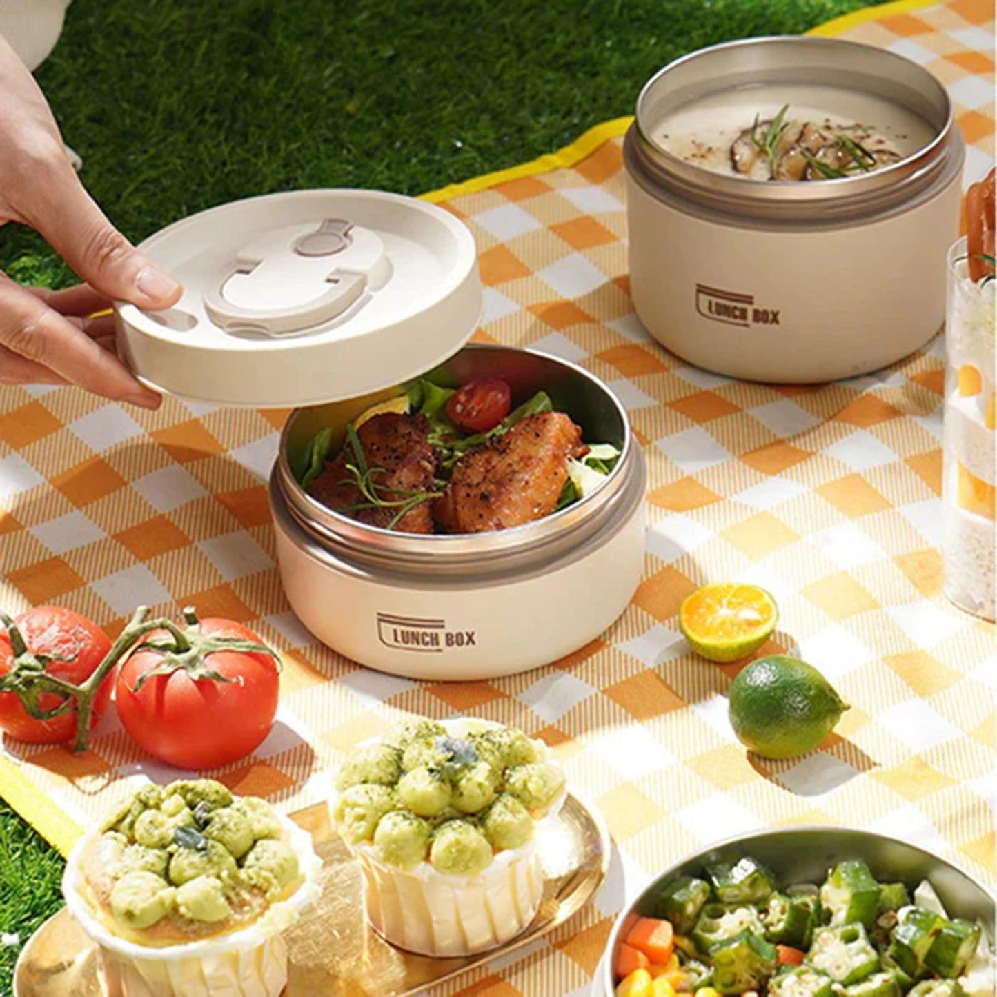Round Thermal Lunch Box with Leakproof Lid