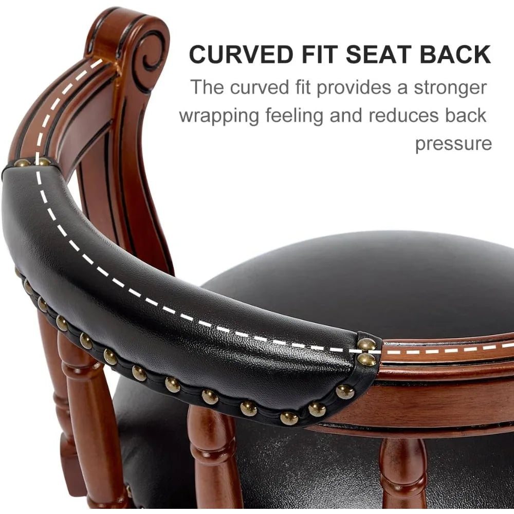 Cow Top Leather, Wooden Swivel Bar Stools