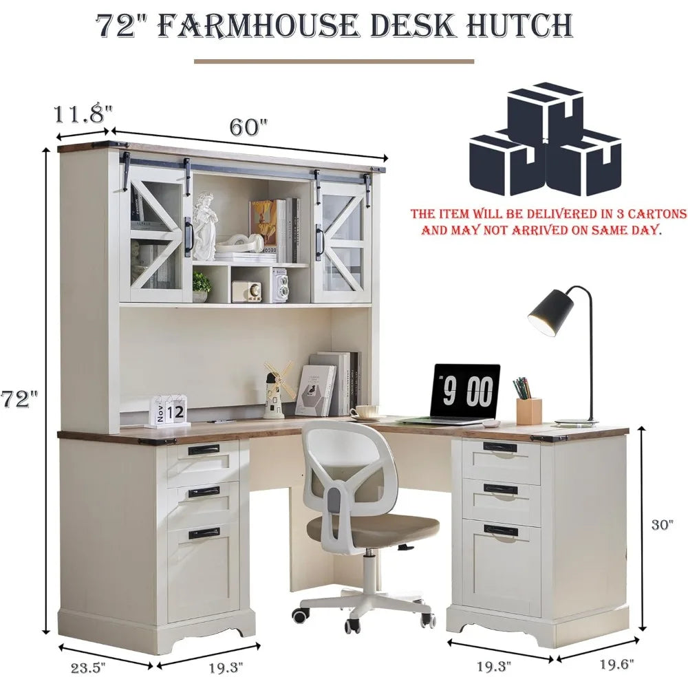 Executive Wood Desk with Hutch, Includes Chair