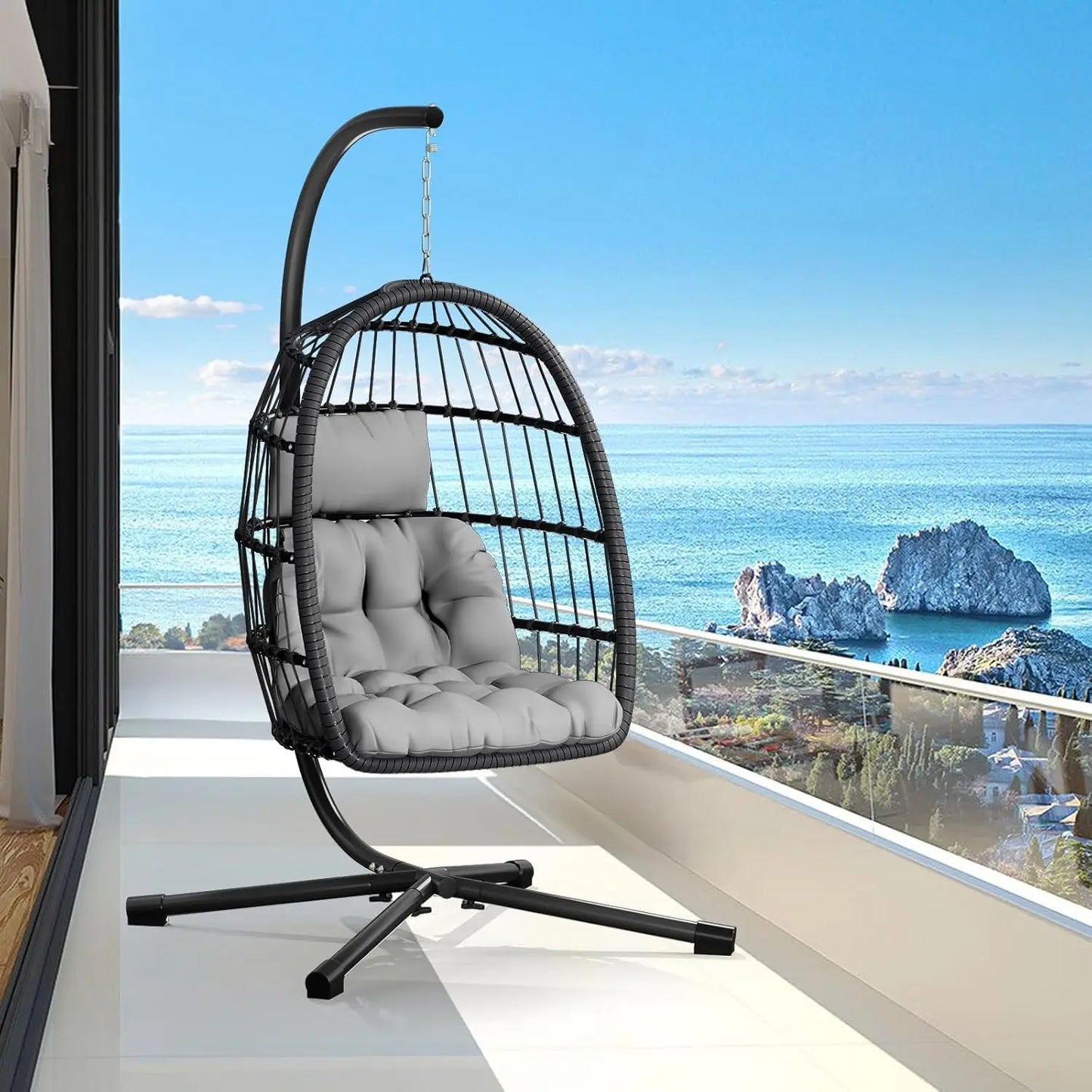 Rattan Wicker Hanging Swing Egg Chair
