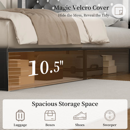 Adjustable Tufted Queen Headboard, Frame & LED Lighting
