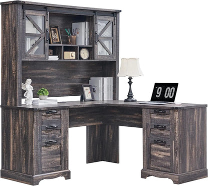 Executive Wood Desk with Hutch, Includes Chair