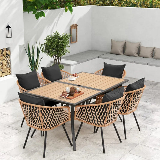 7-Piece All-Weather Outdoor Rattan Patio Dining Set