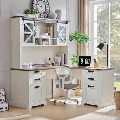 Executive Wood Desk with Hutch, Includes Chair