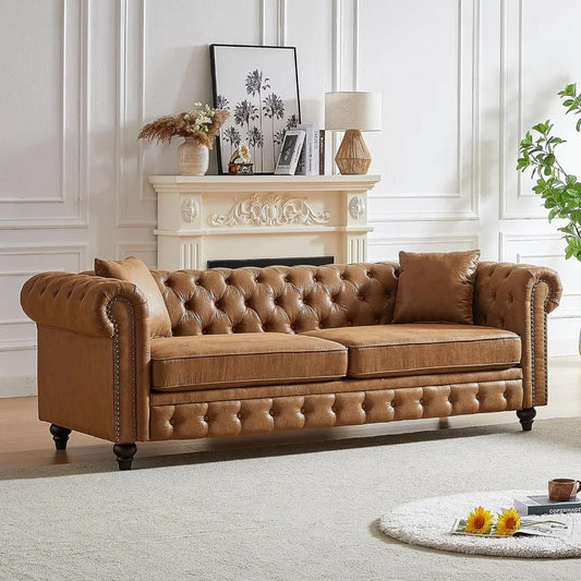 Mid-Century Modern Tufted Oversized Loveseat Sofa