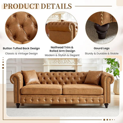 Mid-Century Modern Tufted Oversized Loveseat Sofa
