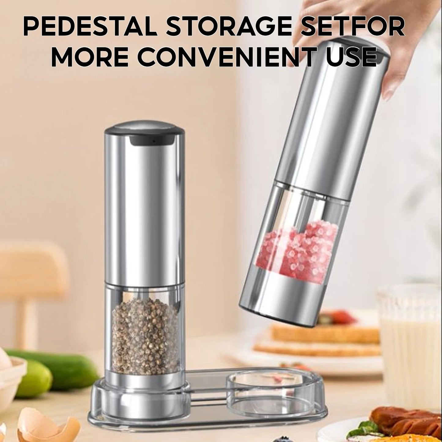 Electric Salt and Pepper Grinder Set (2 Pack)