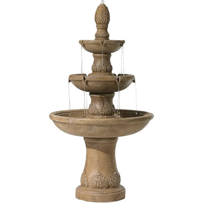 Italian 3-Tiered 57" Outdoor Floor Fountain / Waterfalls