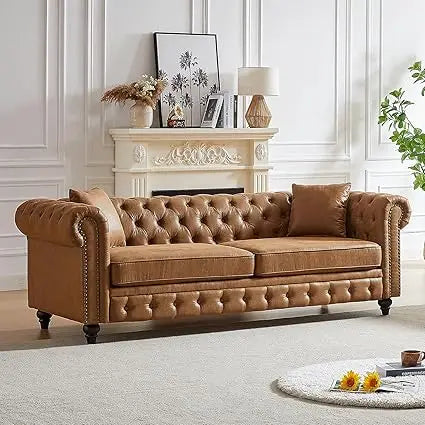 Mid-Century Modern Tufted Oversized Loveseat Sofa