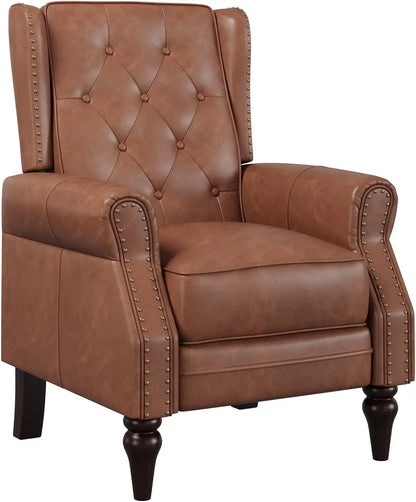 Wingback Recliner Chair, PU Leather, Rivet Decoration