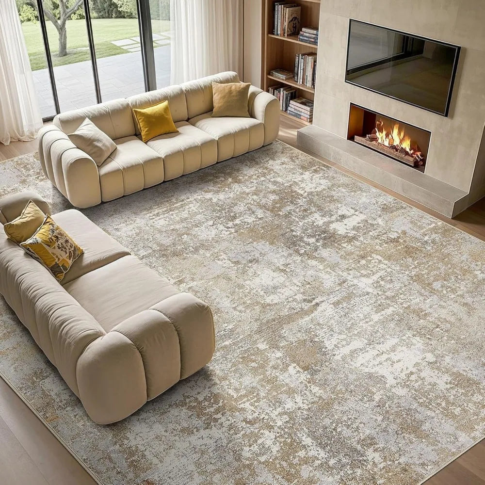Washable 9x12 Area Rug, Large Soft, Thin