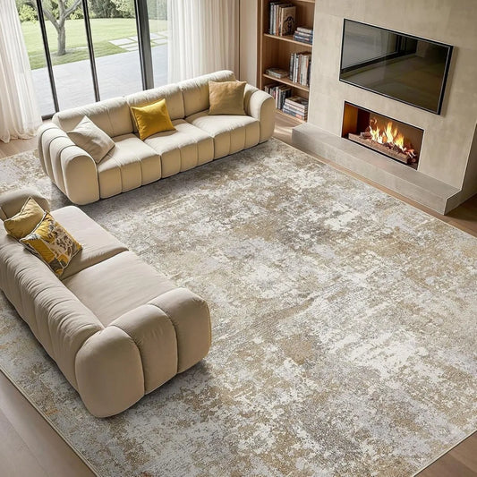 Washable 9x12 Area Rug, Large Soft, Thin