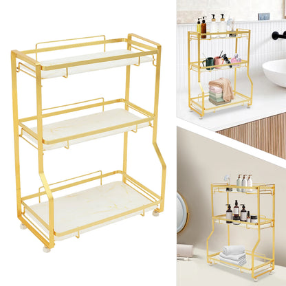 3 Tier Gold Bathroom Countertop Organizer
