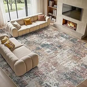 Washable 9x12 Area Rug, Large Soft, Thin
