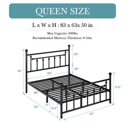 Victorian Style Iron-Art Headboard, Footboard and Frame
